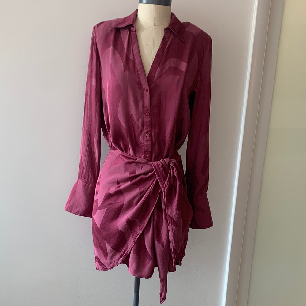 ba&sh Silk Burgundy Wrap Dress, size small